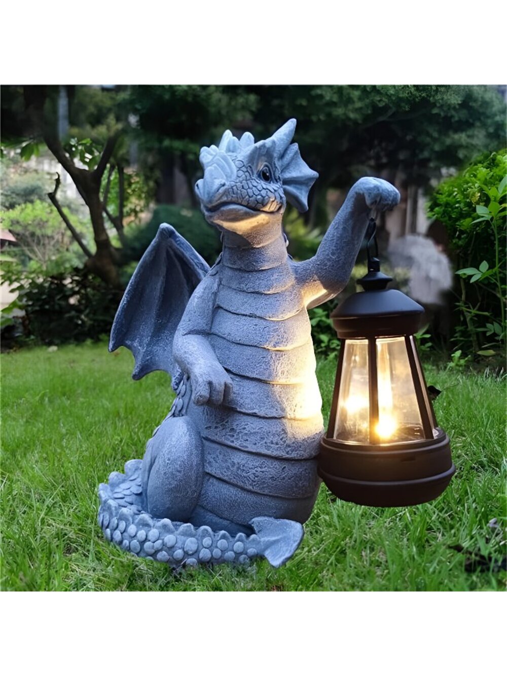 Solar Dragon Garden Statue Decoration with Solar Lantern,Dragon Figurine Lights